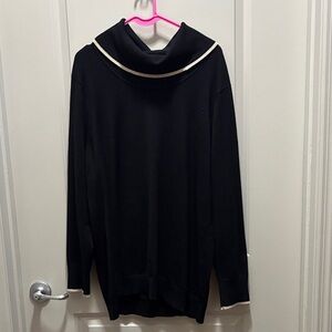Calvin Klein Black Turtleneck Sweater with Cream Trim